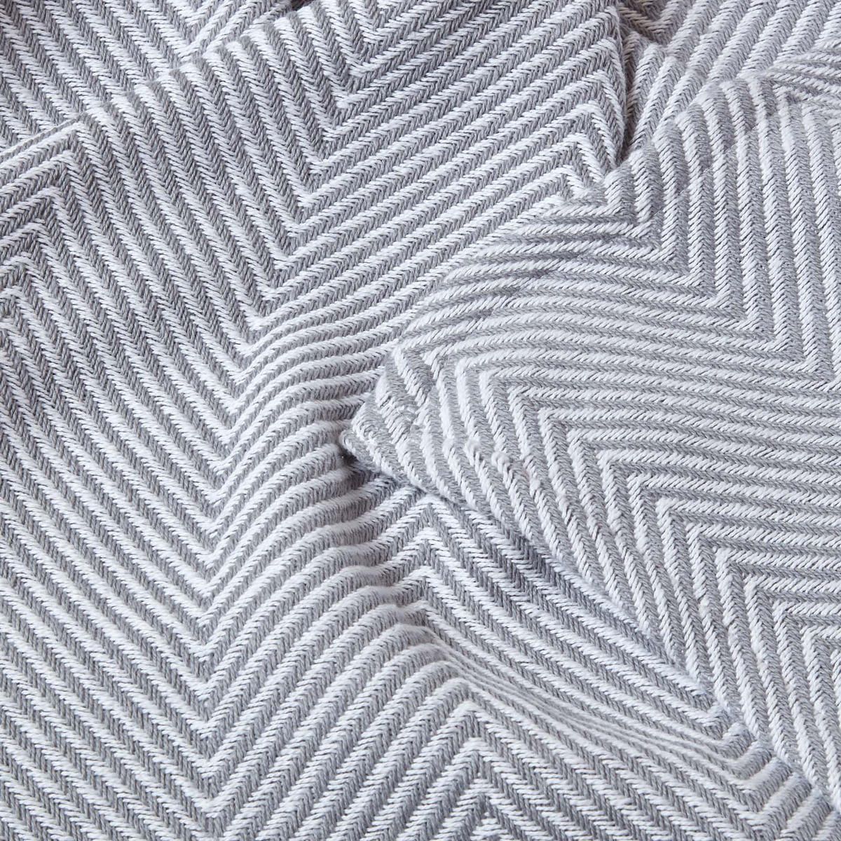 WOHNDECKE Halden 150/200 cm, Chevron-Muster 100% Baumwolle - Grau, Textil (150/200cm) - Homescapes