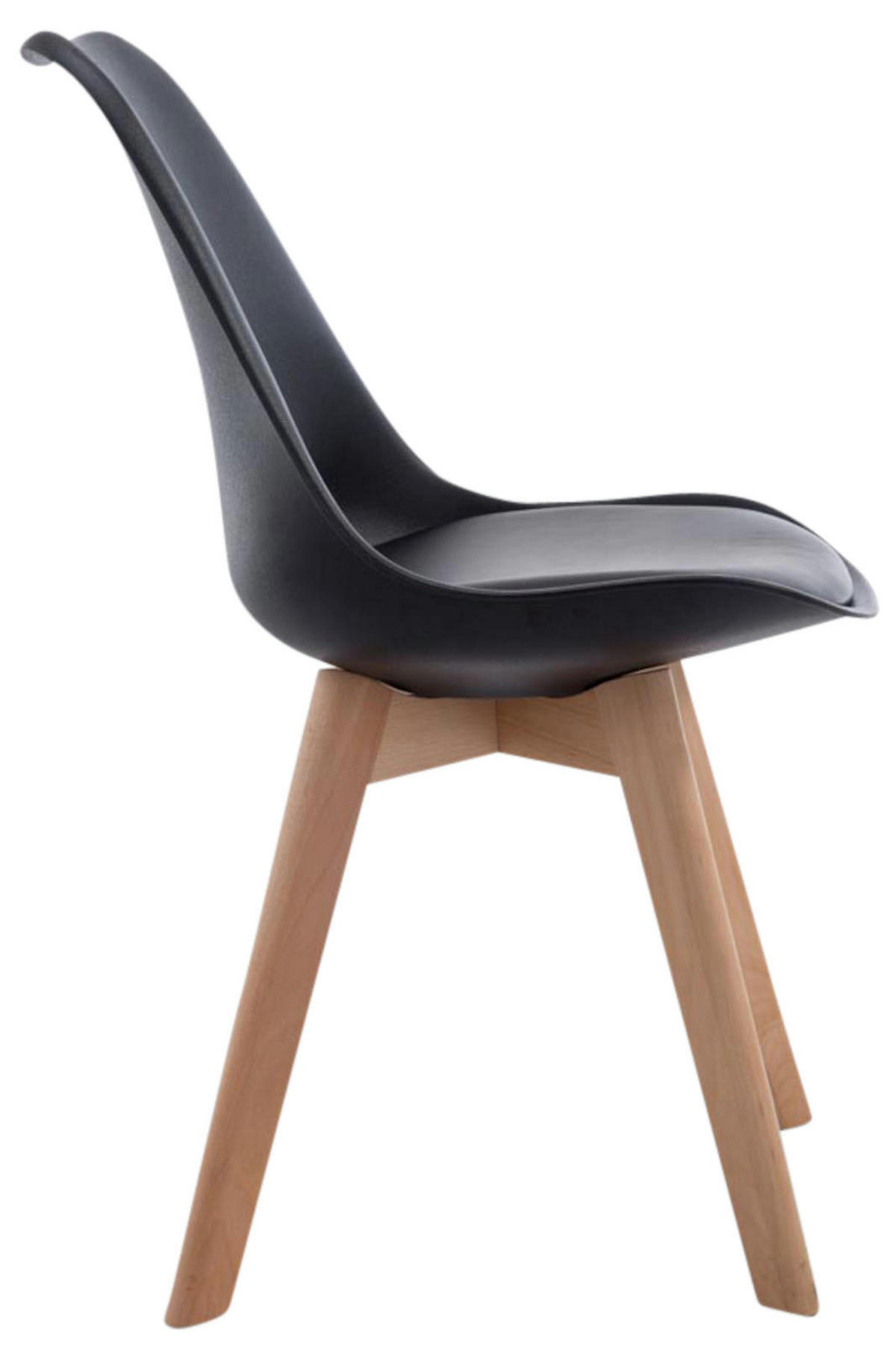 STUHL 4er Set Lederlook schwarz - Eukalyptusholzfarben/Schwarz, Holz/Textil (48/84/55cm) - CLP