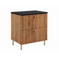 BADEZIMMERSCHRANK: Craft Eiche Gold / Platte Schwarz / Griffe Gold / Beine Gold, 60 x 46 x 73,6 cm - Eichefarben/Goldfarben, Holzwerkstoff (60/73.6/46cm) - 3XE LIVING