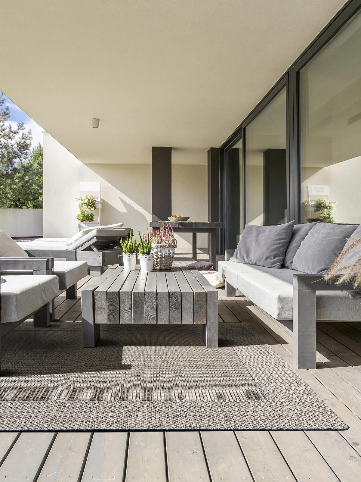 TEKAŠKI prt River bež/moder 67x240 cm za notranjo in zunanjo uporabo - bež, umetna masa/tekstil (67/240cm) - benuta Nest