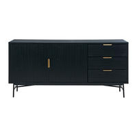 SIDEBOARD - 160 cm x 40 cm - Holz, Platte - Schwarz, Goldfarben SIRIOLA - Goldfarben/Schwarz, Holz (160/75/40cm) - Vente-Unique