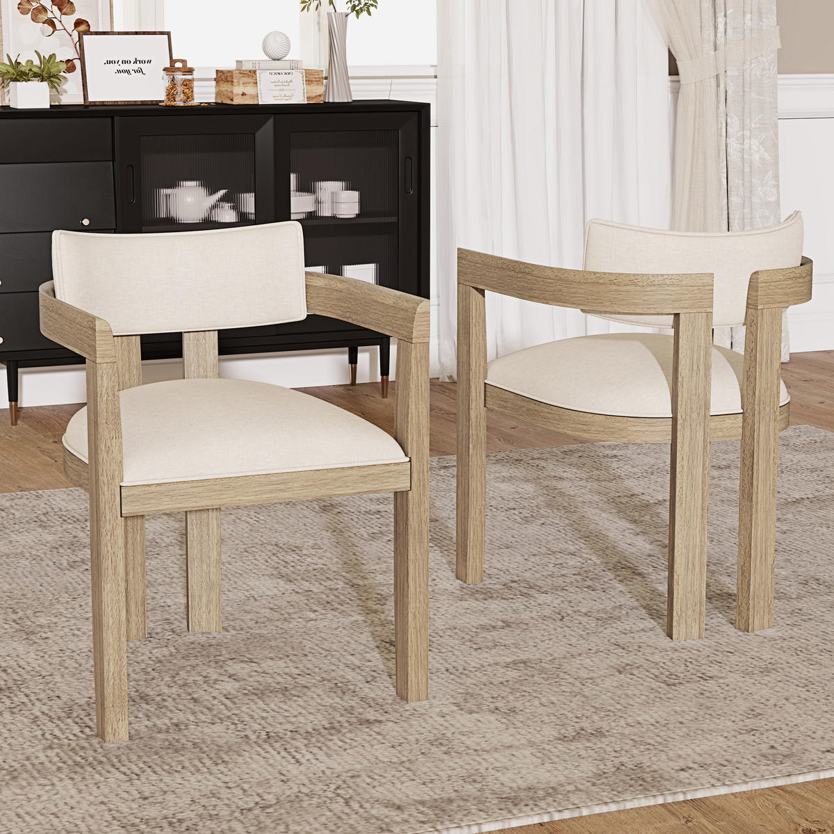 ESSZIMMERSTÜHLE 4er Holz Leinen modern Naturfarbe - Naturfarben, Naturmaterialien (60.5/78.5/57.5cm) - FLIEKS
