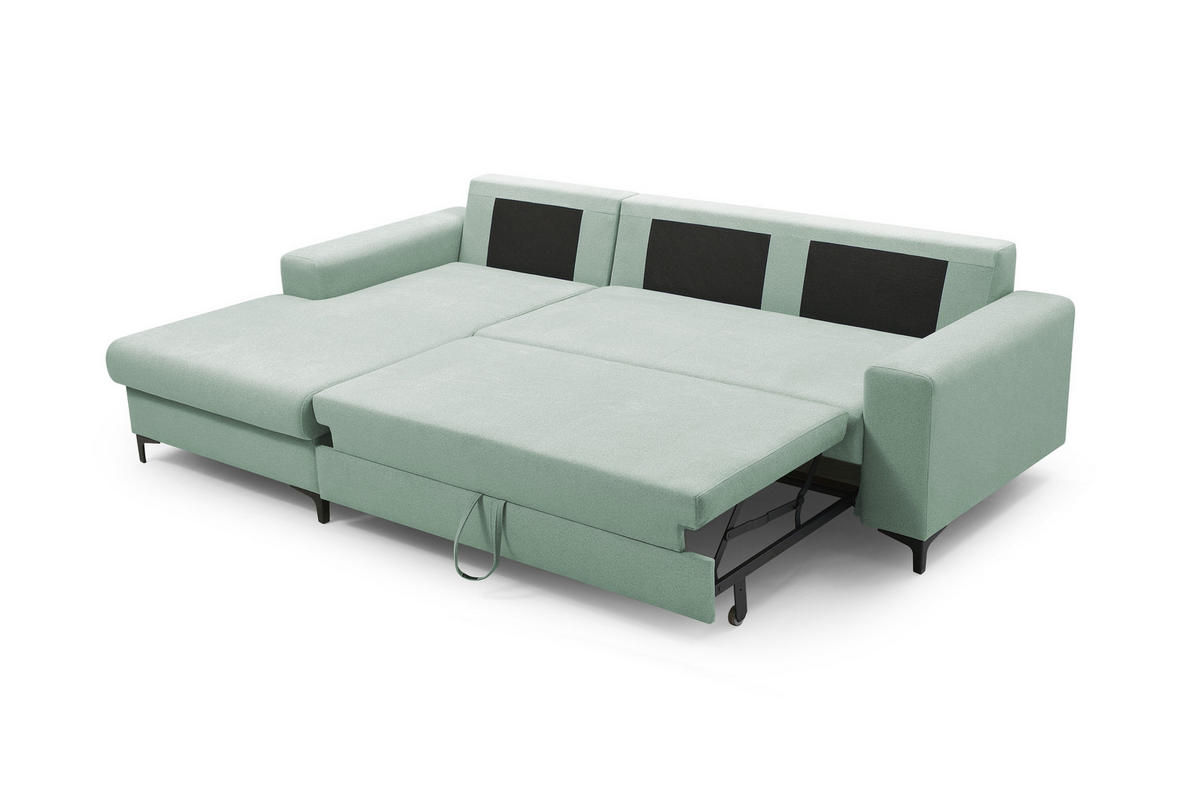 ECKSOFA AVRA L-förmig, mit Stauraumbehälter-in RINO-Stoff, Komfort & Eleganz, lose Rückenkissen, freistehend, LINKS 165x251x85 cm Turquoise - Türkis, Holz/Textil (165/251cm) - DomoHome