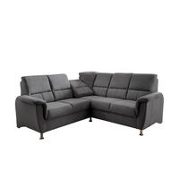 ECKSOFA mit gleichschenkligen Seitenlängen, Federkern - Chromfarben/Dunkelgrau, Textil/Metall (221/221cm) - myHomelando