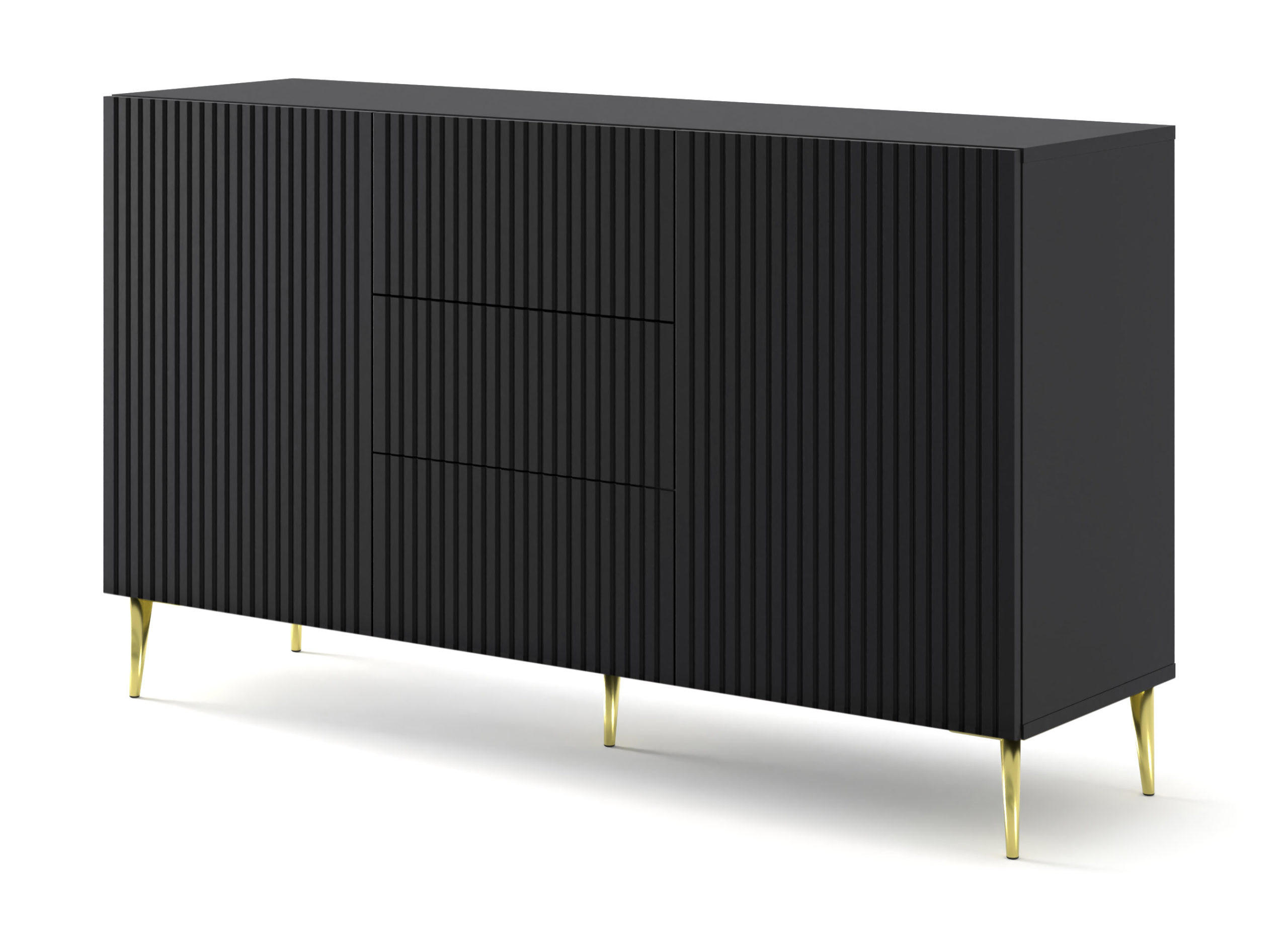KOMMODE Schwarz, Schwarz, Gold 150/87/42 - Schwarz, Holzwerkstoff (150/87/42cm) - RAUMHIRSCH FURNITURE