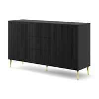 KOMMODE Schwarz, Schwarz, Gold 150/87/42 - Schwarz, Holzwerkstoff (150/87/42cm) - RAUMHIRSCH FURNITURE