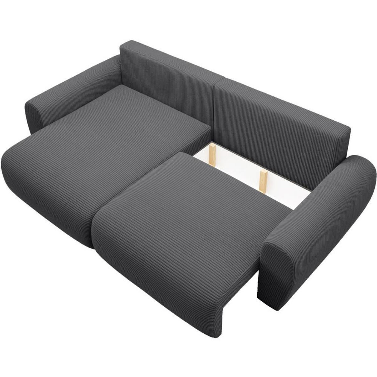 ECKSCHLAFSOFA Poss L dunkelgrau links - Dunkelgrau, Textil (253/153cm) - Beautysofa