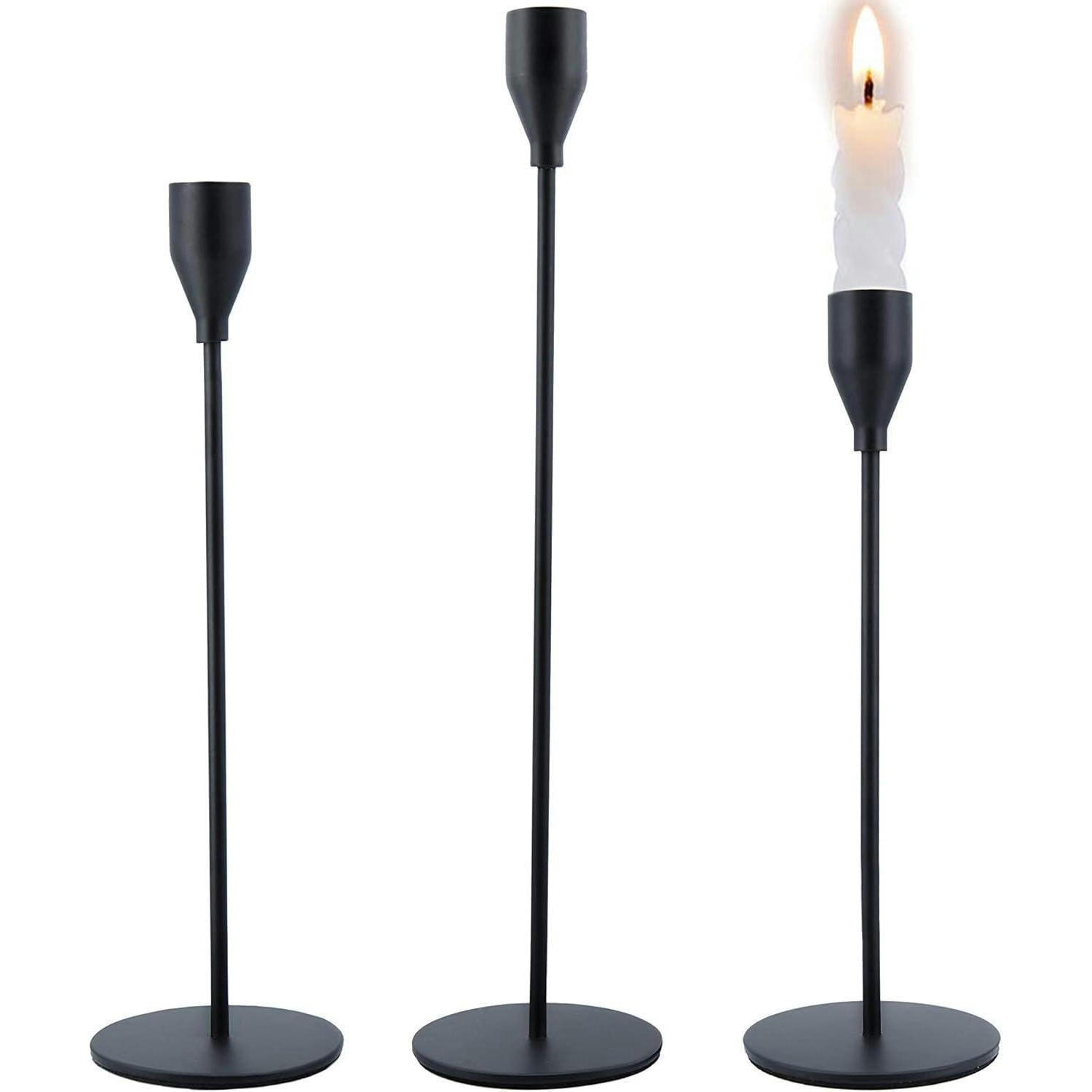 KERZENSTÄNDER 3-teiliges Set Schwarz - Schwarz, Metall (2/20/5cm)