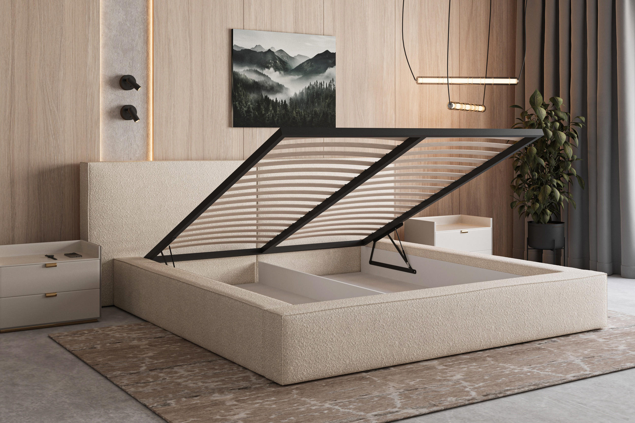 BETT - Polsterbett 06 180x200 - Beige (Anthology 3) - Beige, Holz (180/200cm) - Möblo