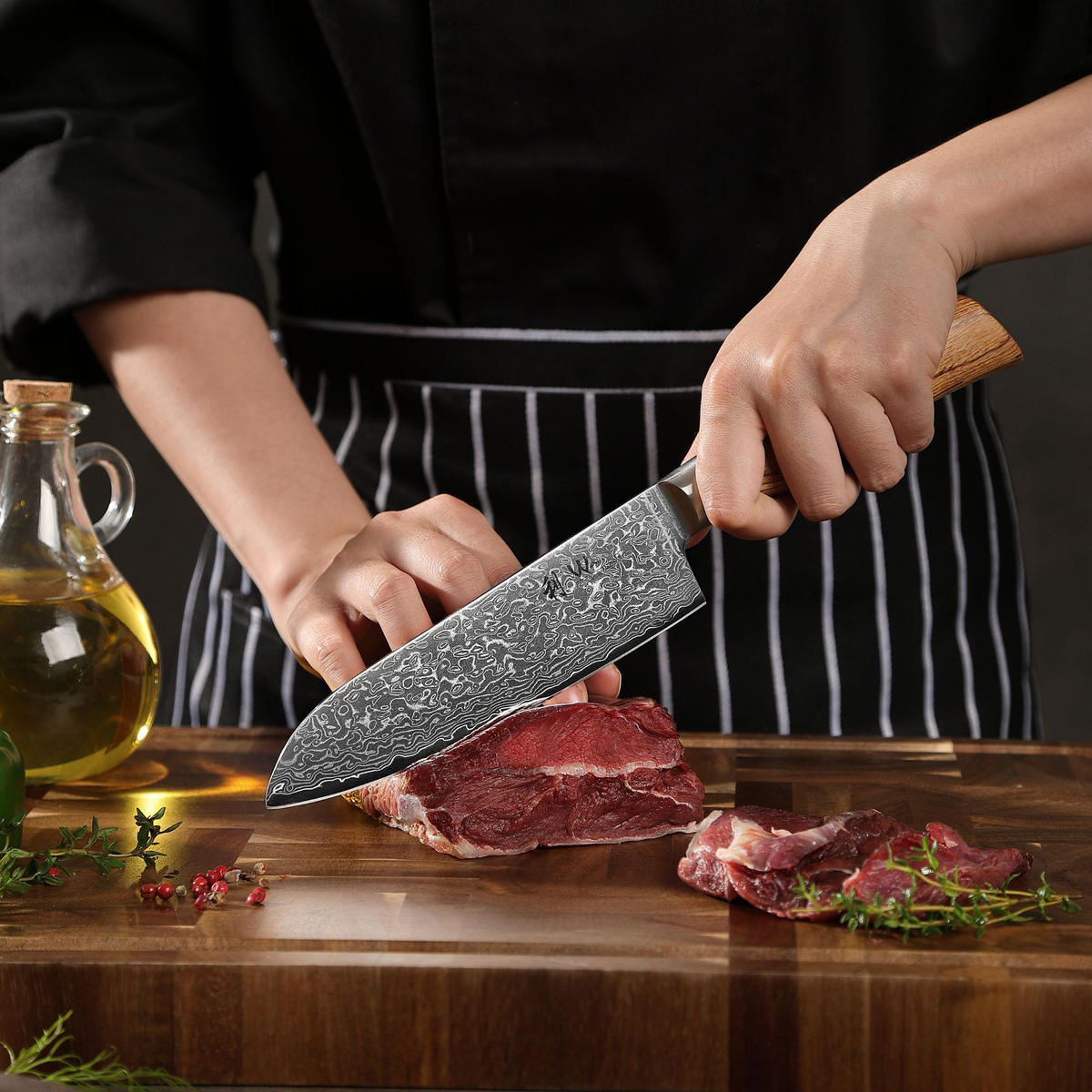 SANTOKUMESSER-SET 2-TEILIG 11–16 cm - Braun, Holz/Metall - Wakoli