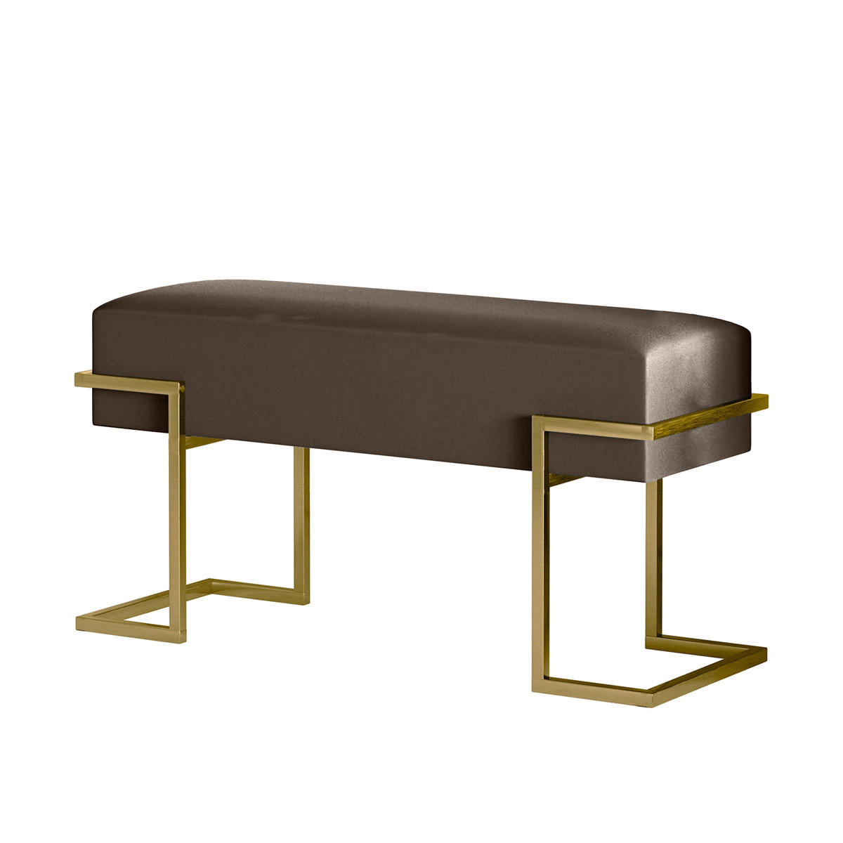 POLSTERBANK CELY 80 cm, Graubraun, Goldenes Gestell - Dunkelgrau/Goldfarben, Textil/Metall (80/42/34cm) - Bettso