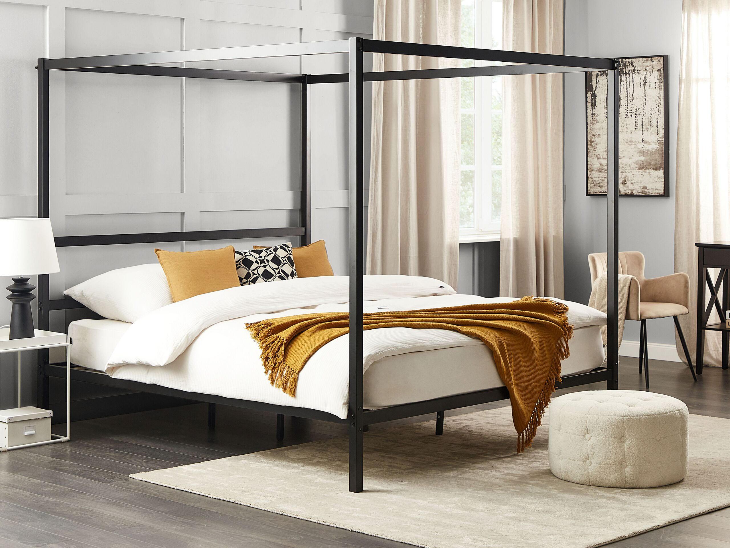 HIMMELBETT 180/200cm Schwarz Lestards - Schwarz, Metall (180/200cm) - Beliani