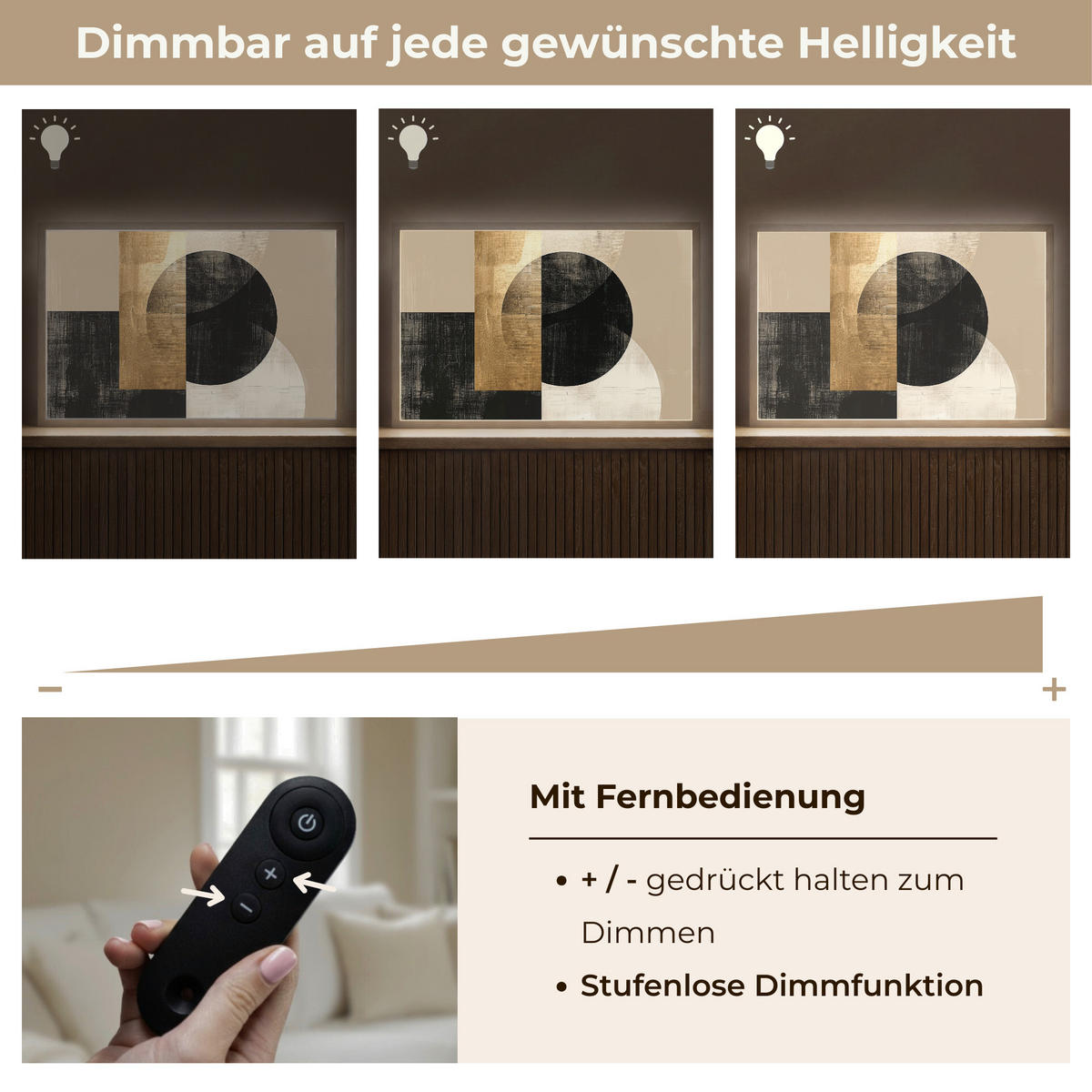 NÁSTĚNNÁ LAMPA S AKUMULÁTOREM Abstraktní - Moderní - Černá - Zlatá 60x40 cm - písková barva, kompozitní dřevo (60/40/8cm) - OnlyWow