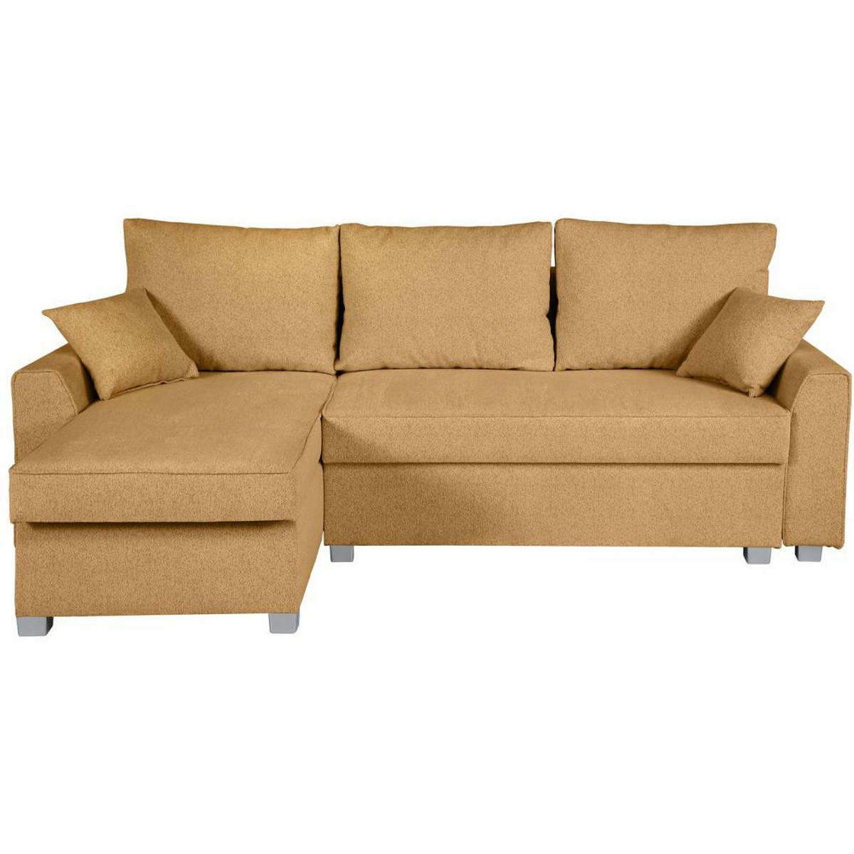 ECKSCHLAFSOFA Teramo gelb - Gelb/Schwarz, Kunststoff/Textil (235/150cm) - Beautysofa