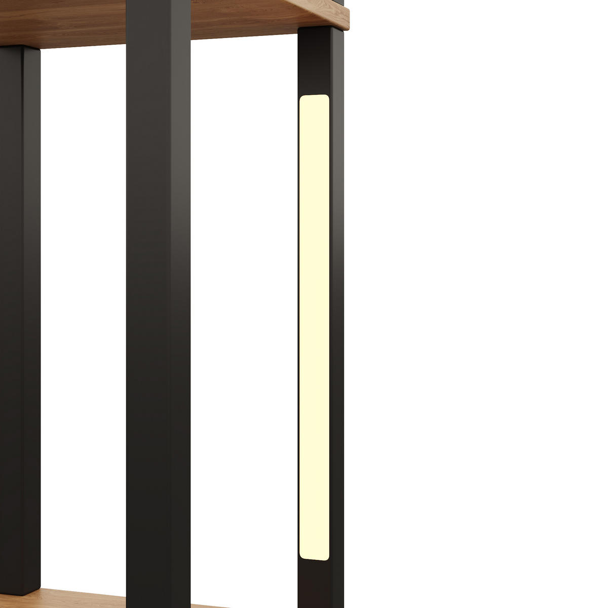 VITRINE in Schwarz Regal mit einstellbare LED-Beleuchtung, 26/26/165 cm - Naturfarben, Holzwerkstoff (26/165/26cm) - STILVORA