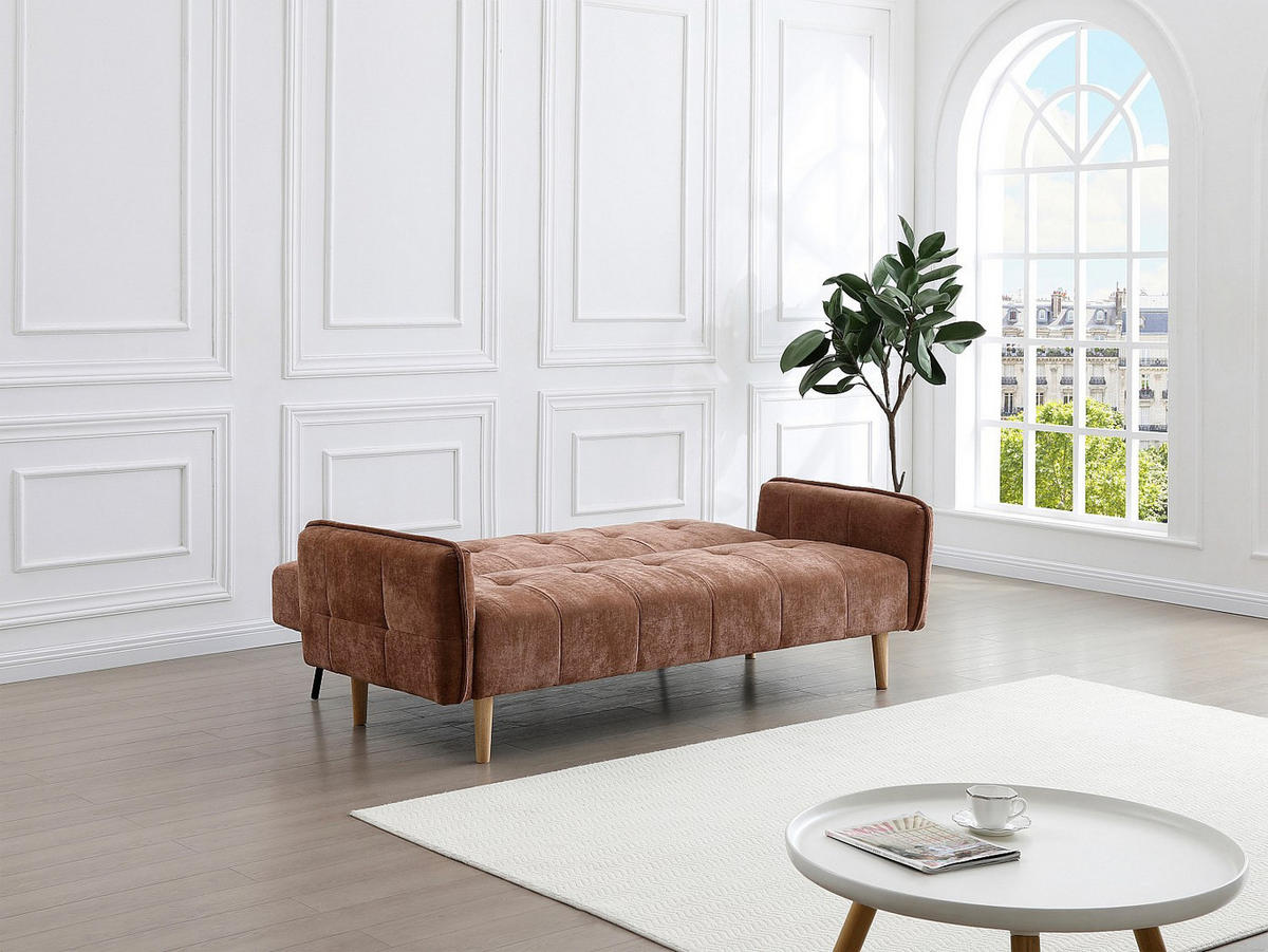 SOFA 3‑Sitzer mit Clic‑Clac‑Funktion – Stoff – Braun – SONIATA - Braun, Textil (208/92/92cm) - Vente-Unique