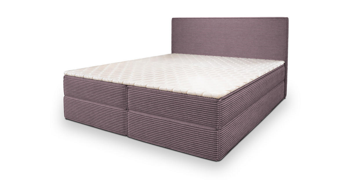 MASSENO BOXBETT PELLIO 200x200 cm mit Matratze und Topper, H2+H3 - Lila ...