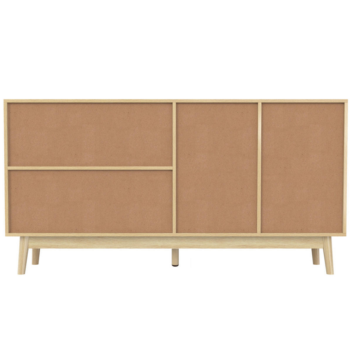 SIDEBOARD Rattan Natur 155/80/38 cm mit 3 Schiebetüren 2 Schubladen - Naturfarben, Holz (155/80/38cm) - Kaket