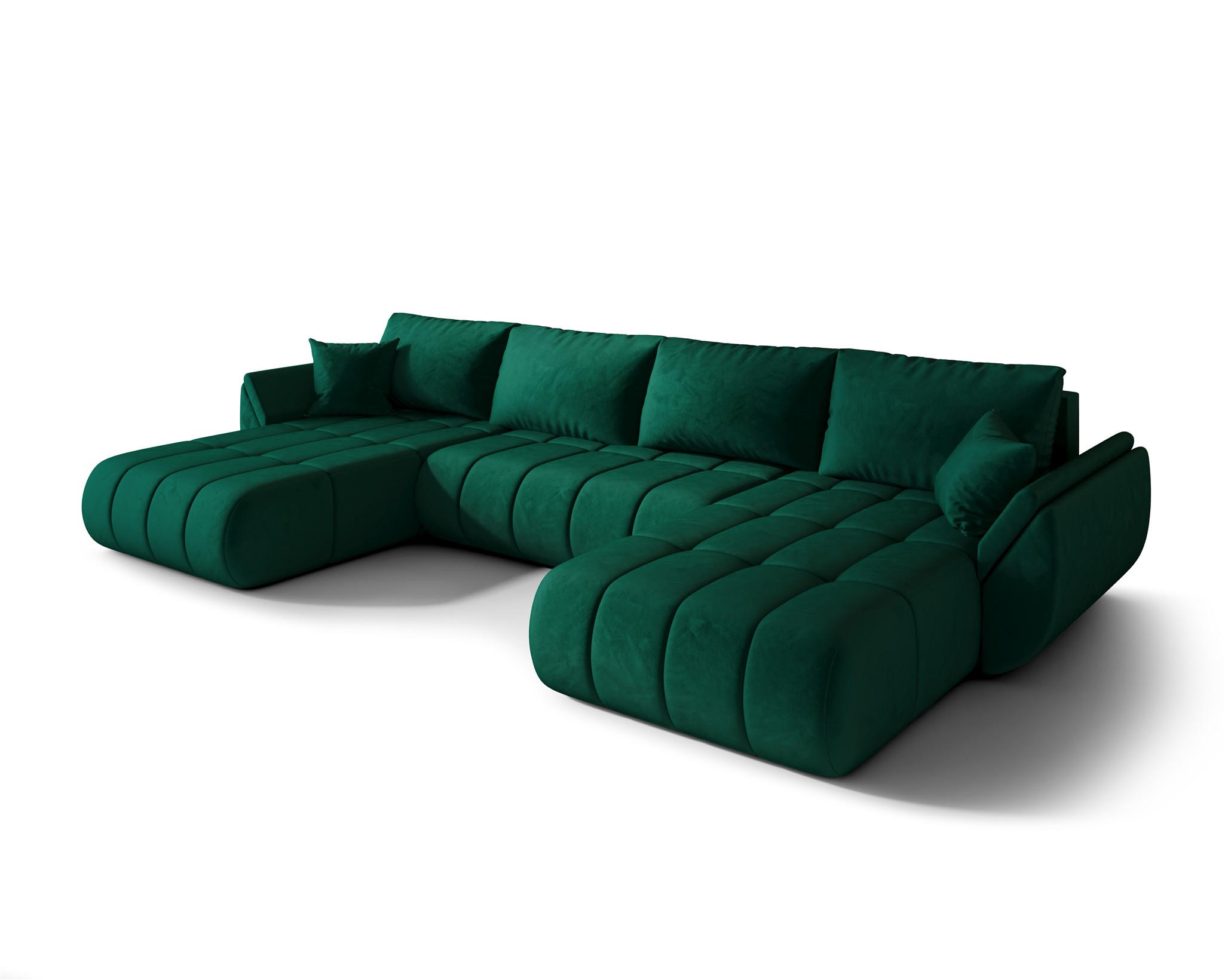 WOHNLANDSCHAFT Misato In Monolith - Grün, Holzwerkstoff/Textil (384/85/175cm) - Fun Möbel