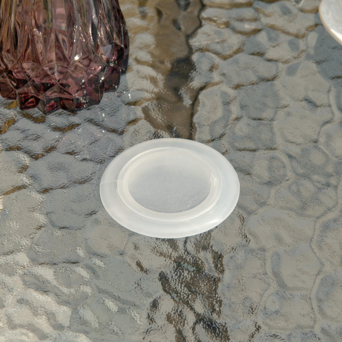 GARTENTISCH DE-07290 rund mit Schirmloch und Hartglas Schwarz - Schwarz, Glas/Metall (80/80/72cm) - ComfortXL