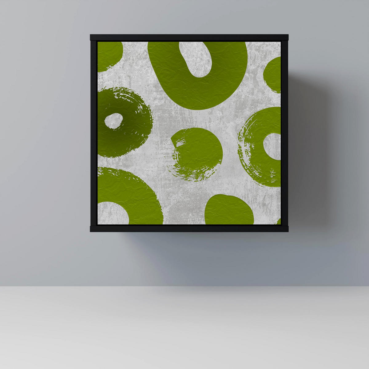 SIDEBOARD GREEN RHAPSODY, Schwarz, 57,5x42x70,5 cm, Schwarze Metall-Sternfüße - Multicolor/Schwarz, Holzwerkstoff/Metall (57.5/70.5/42cm) - SpaceRebels