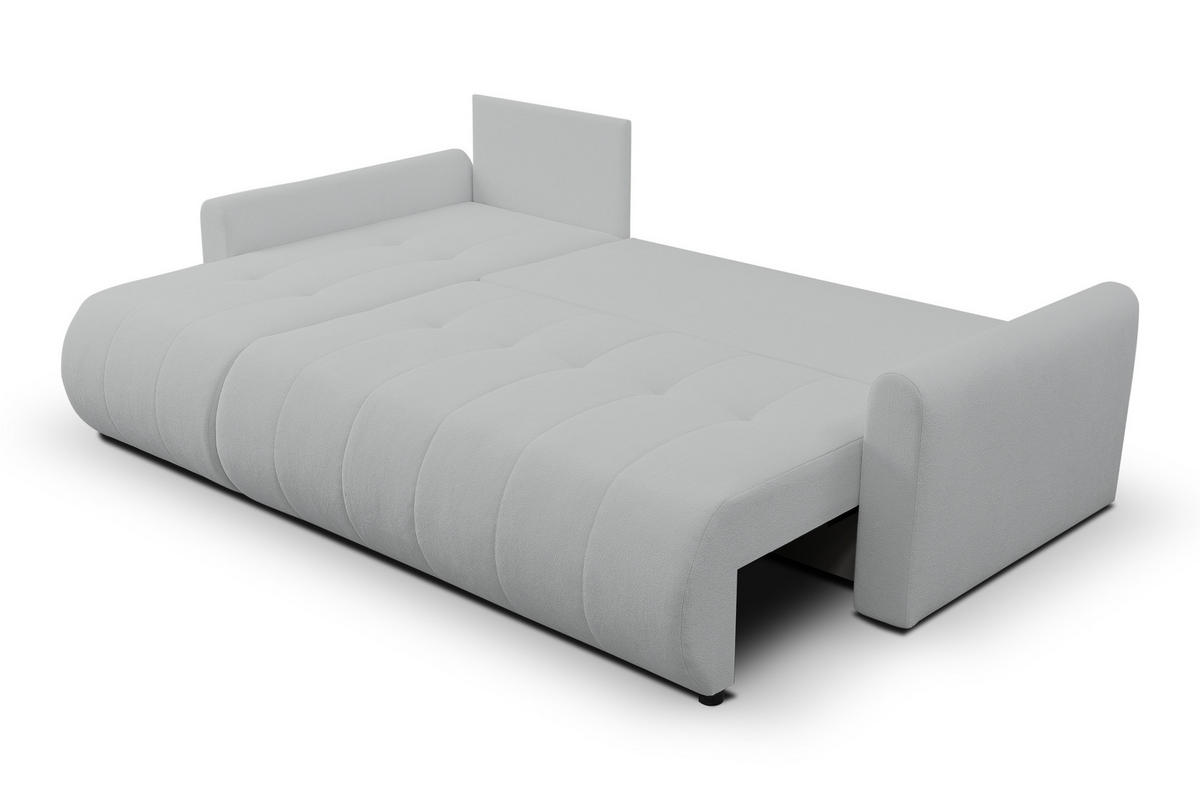 ECKSOFA Primo mit Schlaffunktion und Bettkasten in Cordstoff - Hellgrau/Schwarz, Holz/Holzwerkstoff (230/149cm) - Ravio