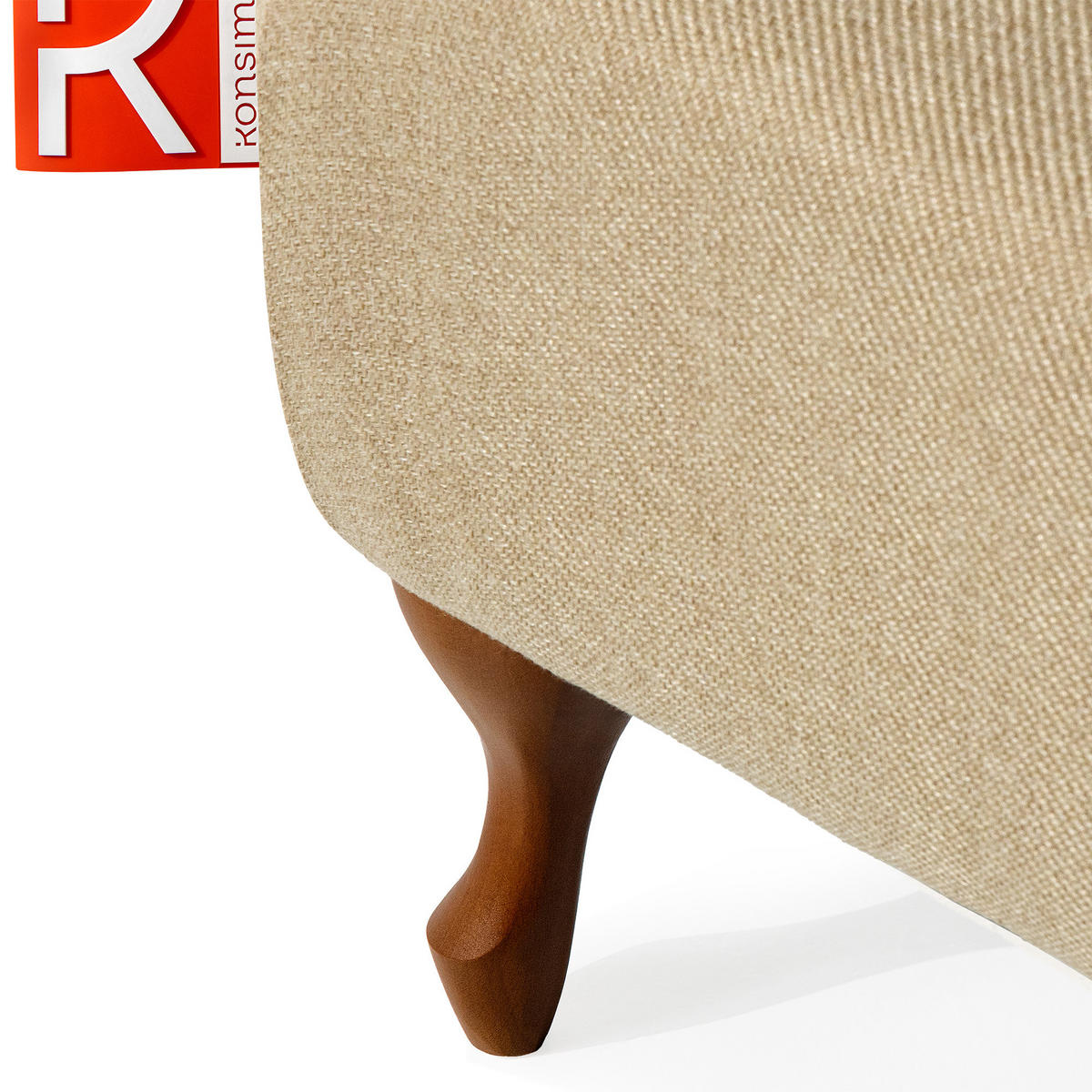 FUẞSTÜTZE TOMIS, Beige - Beige/Braun, Eichenholz/Holz (50/40/50cm) - KONSIMO®
