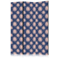 PARAVENT Beidseitig Bedruckter 3-tlg 135x172 cm Sonnen im Boho Stil - Blau, Holz/Textil (135/172/3cm) - Muralo