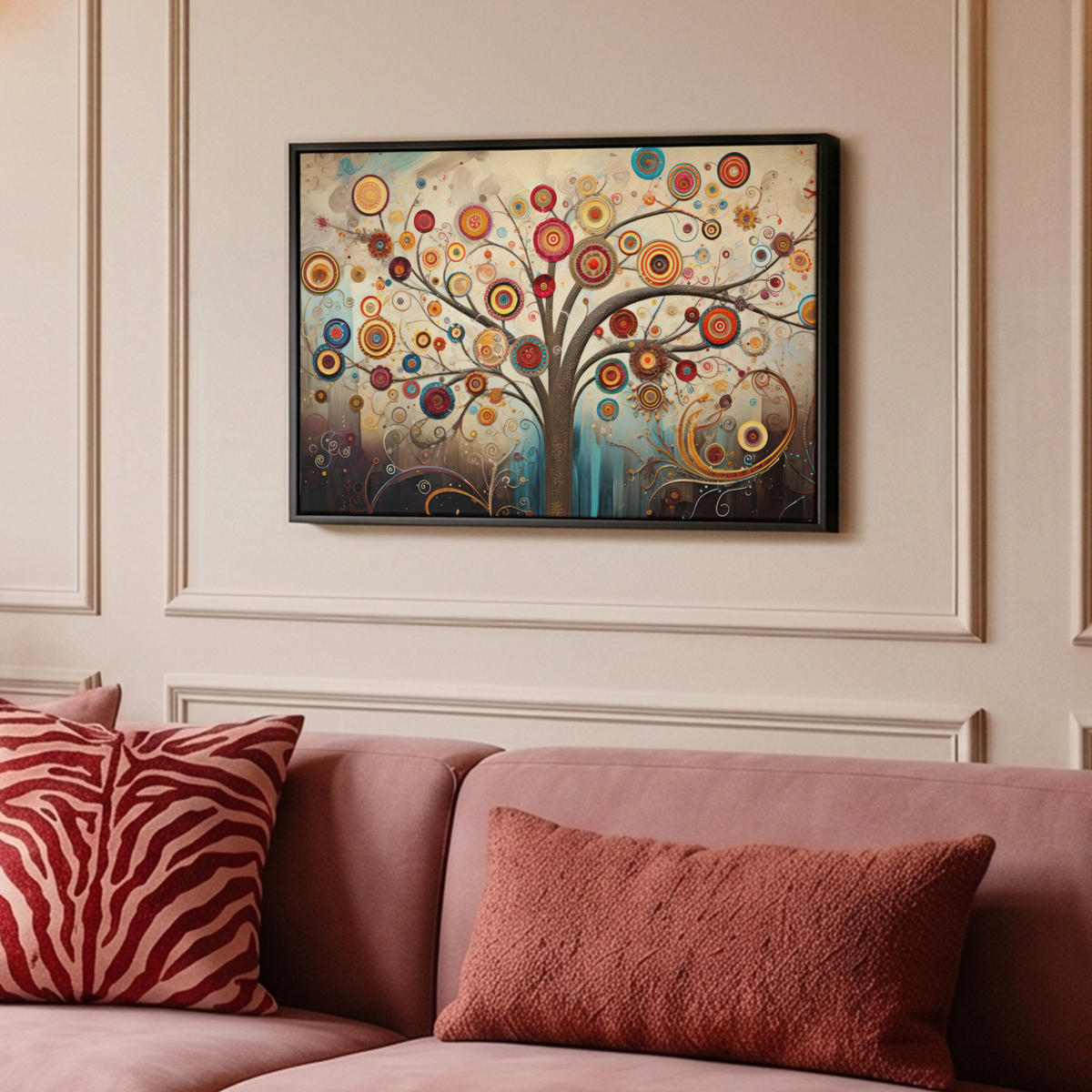 LEINWAND Bilder mit Rahmen - Baum - Baum des Lebens - Farbe - 60x40 - Braun, Textil (60/40cm) - MuchoWow