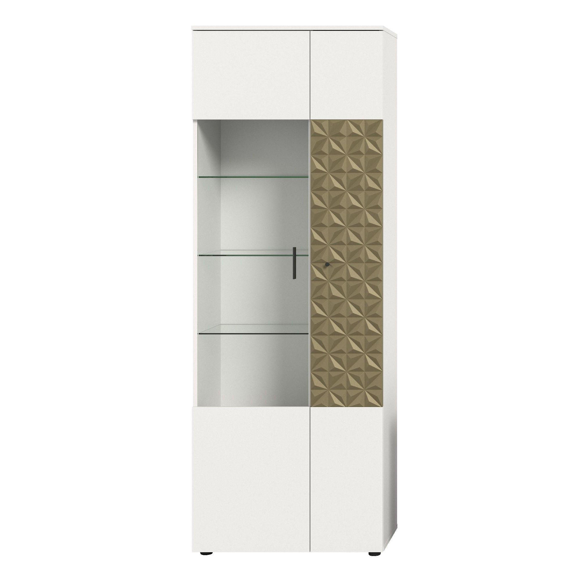 VITRINE Prisma 37/70/195 cm - Weiß, Holzwerkstoff (70/195/37cm) - Xonox
