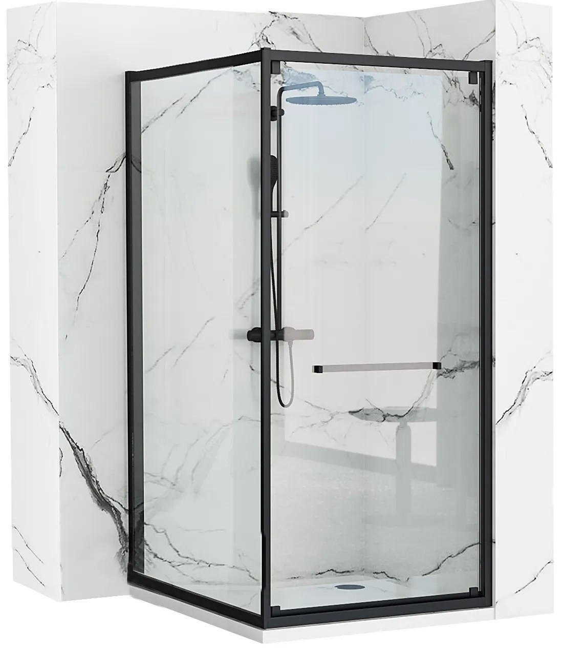 REA Duschkabine Schwarz 100x195x80 cm