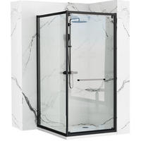 DUSCHKABINE Rea Space In Black 80x100 ohne Duschwanne - Schwarz, Glas (80/100/195cm) - REA