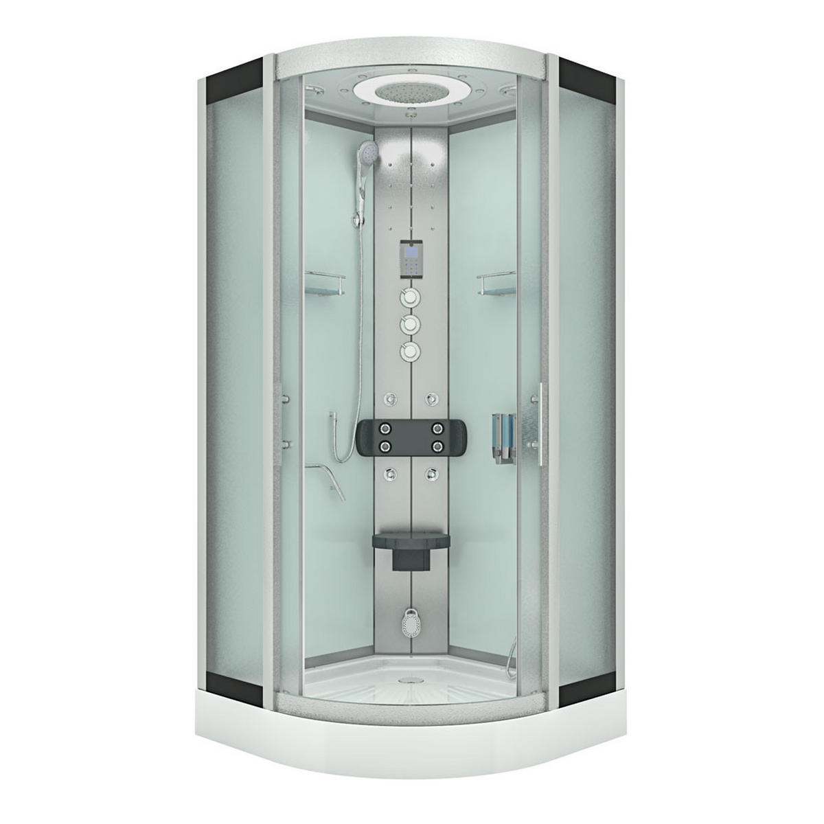 DAMPFDUSCHE Duschkabine D58-00M3-EC Weiß 80x80 - Weiß, Glas/Kunststoff (80/80/215cm) - AcquaVapore by Sandra Jentho