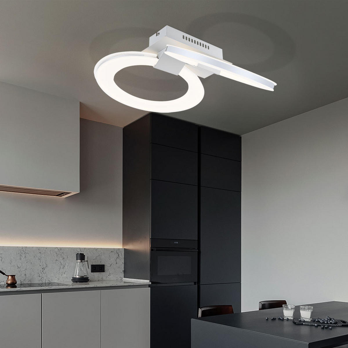 LED DECKENLEUCHTE Cringle Weiß satiniert - Weiß, Metall (44/35/16.8cm) - Globo Lighting