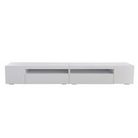 TV Lowboard LED 260x35x40 cm, 3 Ebenen, 2 Türen, Weiß - Weiß, Holz (240/35/39cm)
