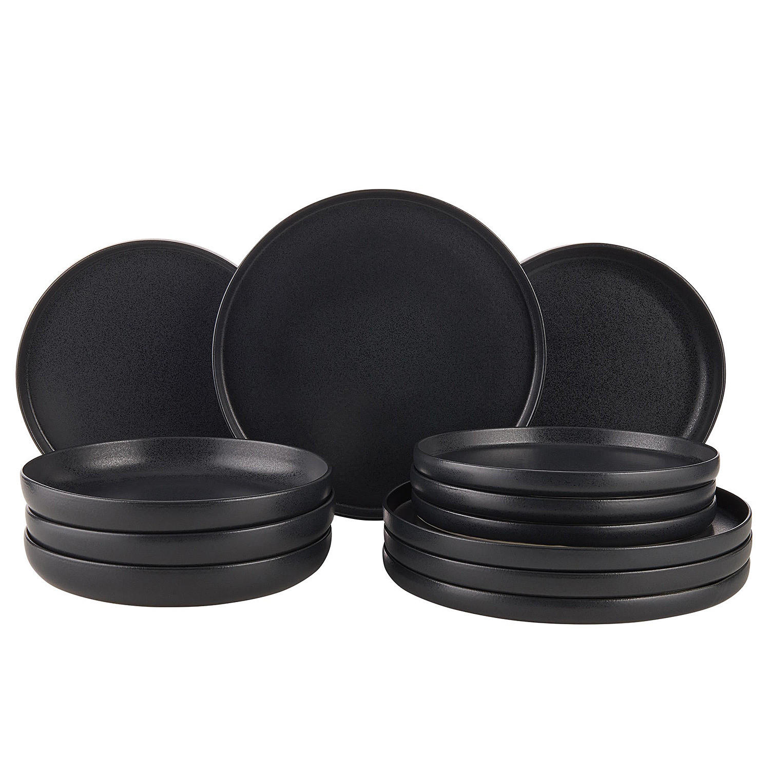 GESCHIRRSET 12-tlg. Casa Nova 4 Personen - Schwarz, Keramik (27/1.7/27cm) - Butlers