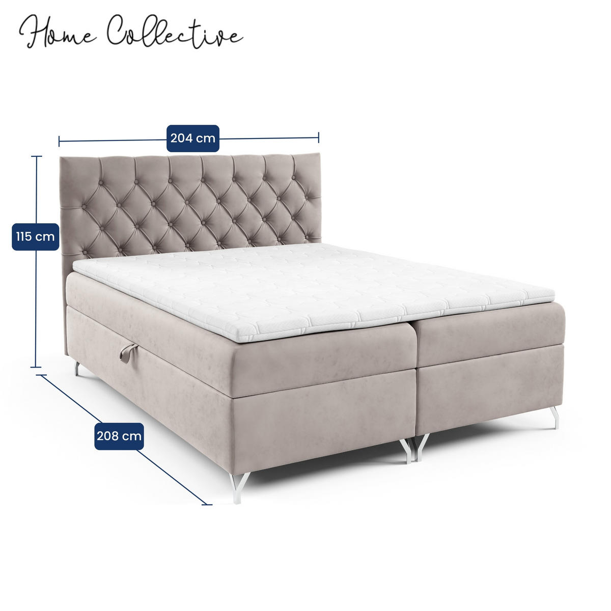 BOXBETT mit Stauraum und Topper Beige 200x200 cm - Beige, Textil (200/200cm) - Home Collective