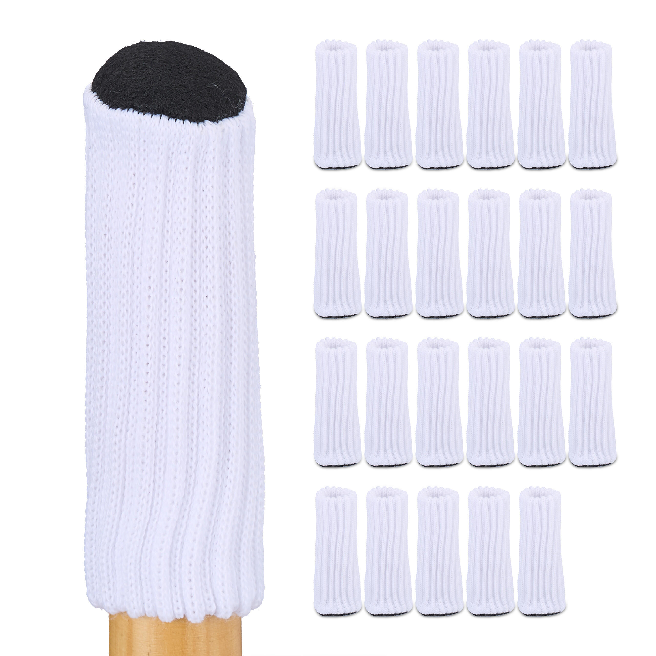 24XSTUHLBEINSOCKEN - Weiß, Kunststoff (2.5/2.5cm) - Relaxdays