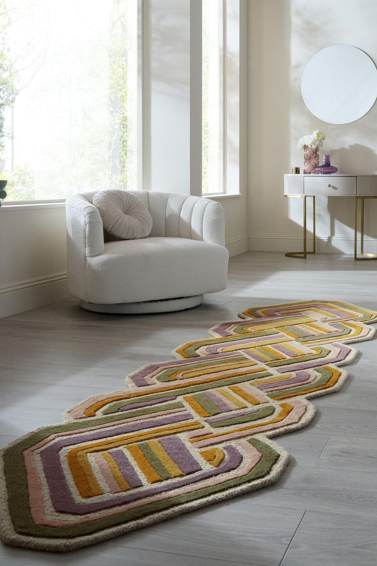 WOLLTEPPICH SOAR, geometrisch, Flieder, 80 x 300 cm - Rosa, Textil (300/80cm) - KADIMA DESIGN