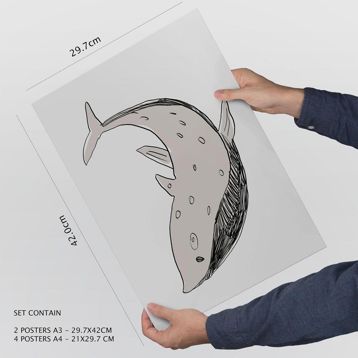 POSTER Set Mit 6 Sea Varmint In Tiere Zusammenfassungen A3 & A4 Rahmenlos - Klar, Papier (29/3cm) - Nacnic