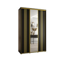 SCHWEBETÜRENSCHRANK 235,2/160/60 3-türig - Goldfarben/Schwarz, Holz/Metall (160/235/60cm) - Abiks Möbel