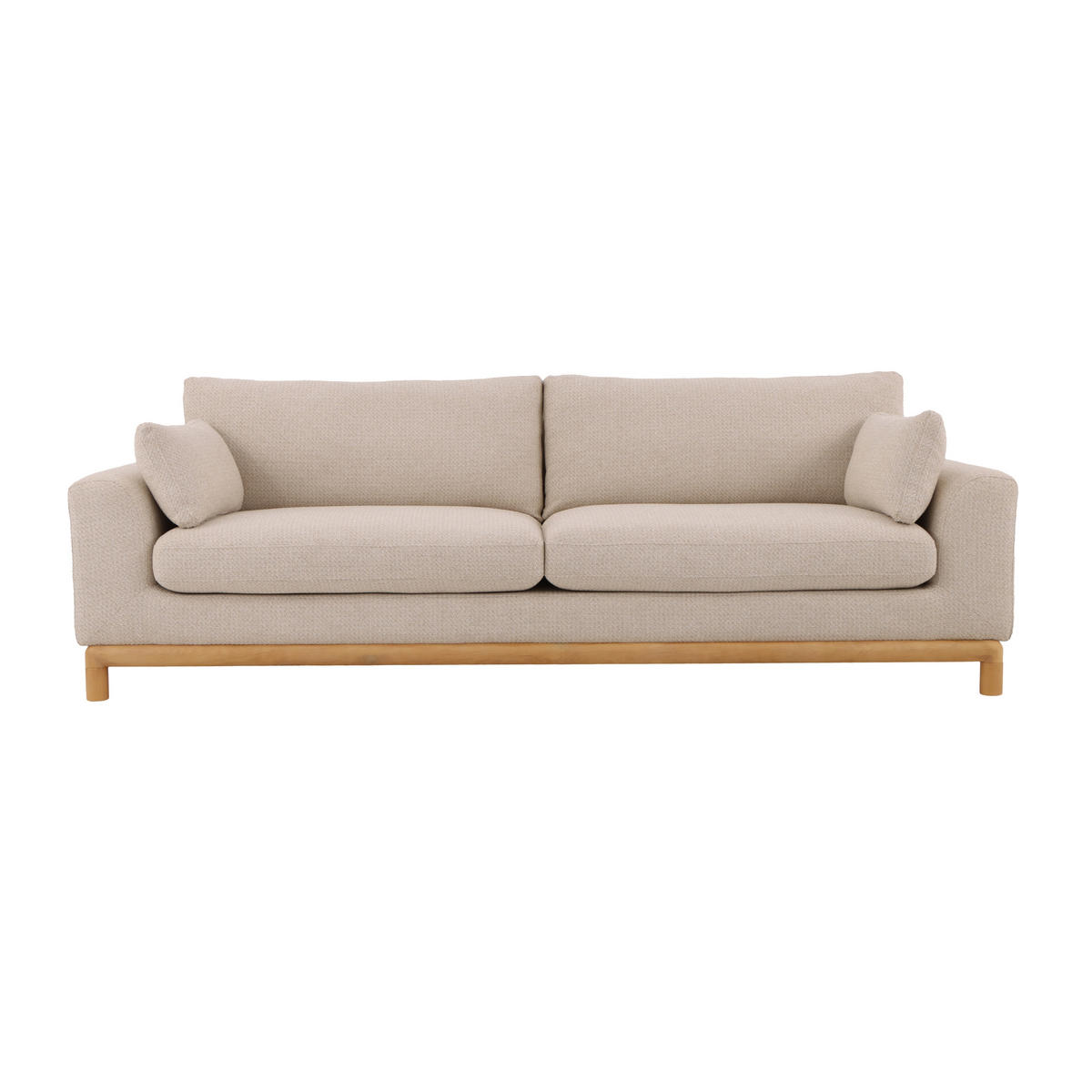SOFA Celeste, 3-Sitzer, Natur Massiveiche + beiger Stoff - Beige, Holz (250/87/102cm) - WOODEK