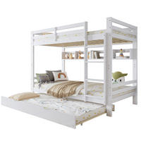 ETAGENBETT 90/200 cm aus Kiefer und MDF mit Ausziehbett und Regal Weiß - Weiß, Holz (90/200cm) - Modenvie