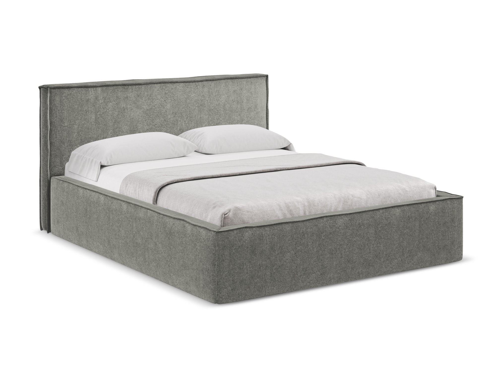 POLSTERBETT mit Bettkasten und Lattenrost 200x228 Grau - Schieferfarben/Schwarz, Kunststoff/Textil (180/200cm) - Makamii
