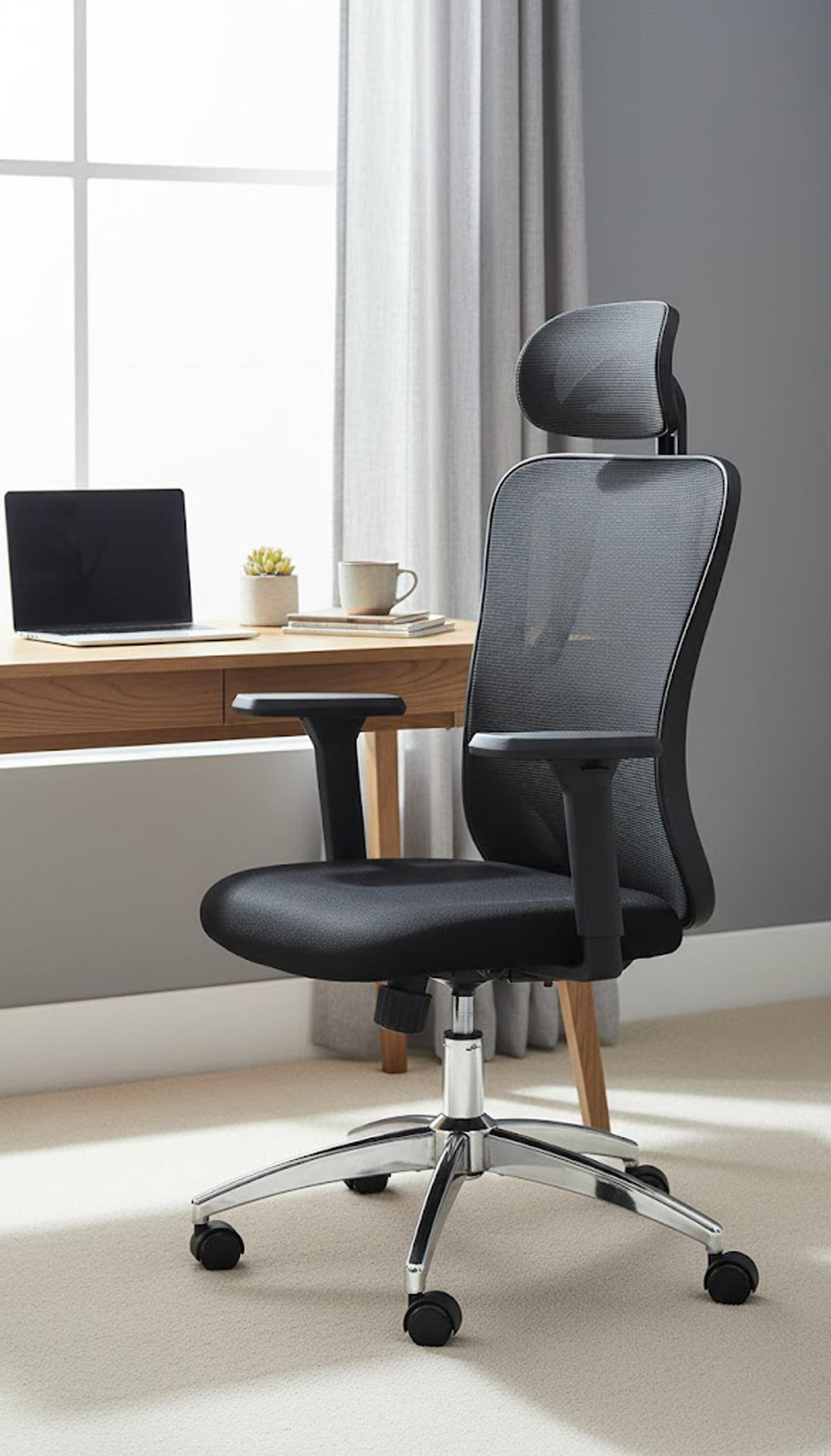 BÜROSTUHL Kairox schwarz - Chromfarben/Schwarz, Kunststoff/Metall (70/121/62cm) - TPFLiving