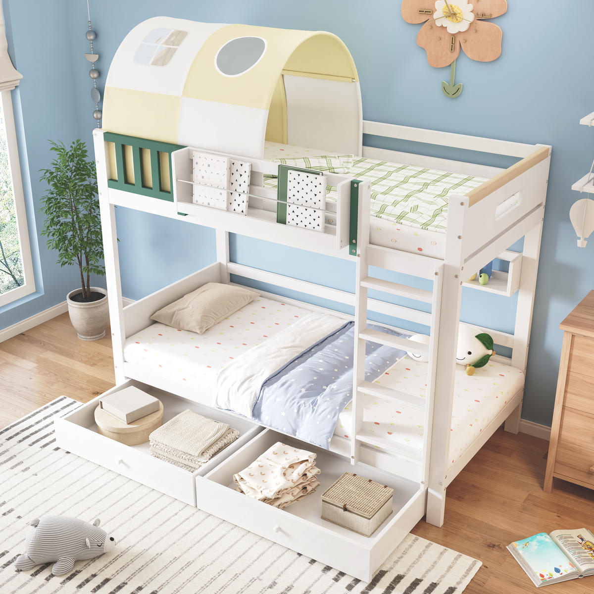 ETAGENBETT 90x200 cm Zelt Schubladen - Gelb, Holz (90/200cm) - LEBENLANG