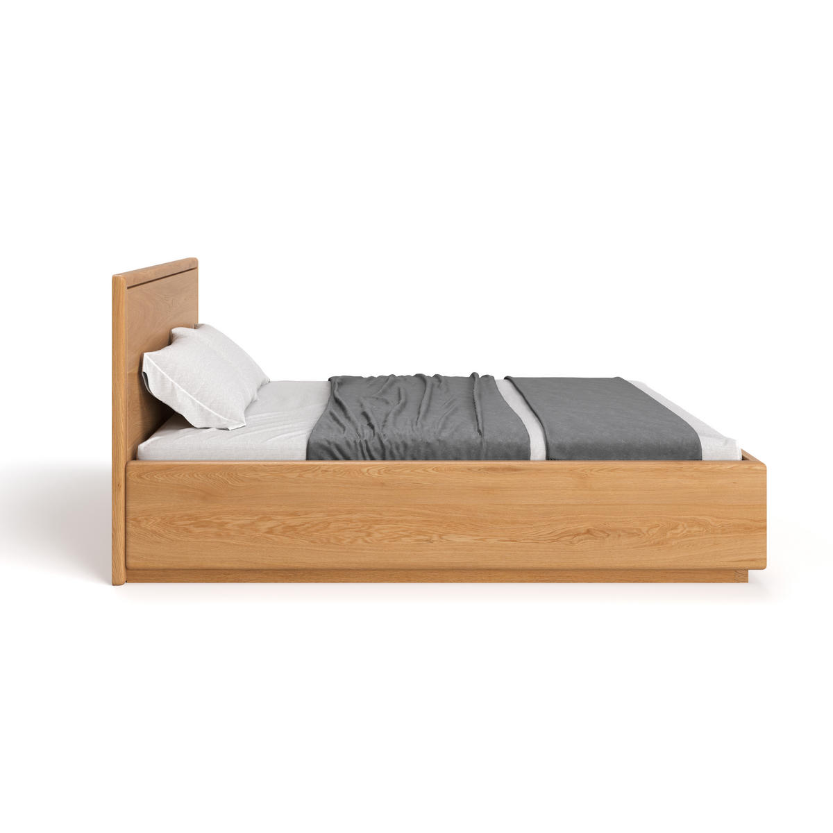 MASSIVHOLZBETT Linea aus Eiche mit Bettkasten 160x200 cm - Eichefarben/Naturfarben, Holz (160/200cm) - Danzz