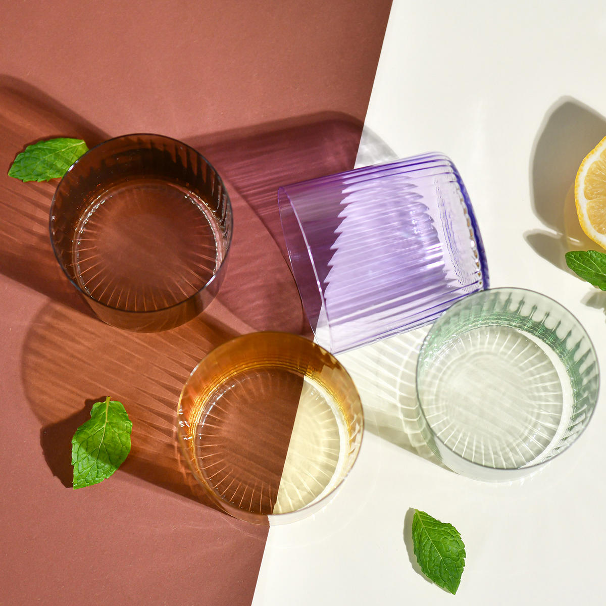 GLÄSER MIT VERTIKALER OPTIK, 4er-Set, 410 ml - Multicolor, Glas (0.41L) - Krosno Glass
