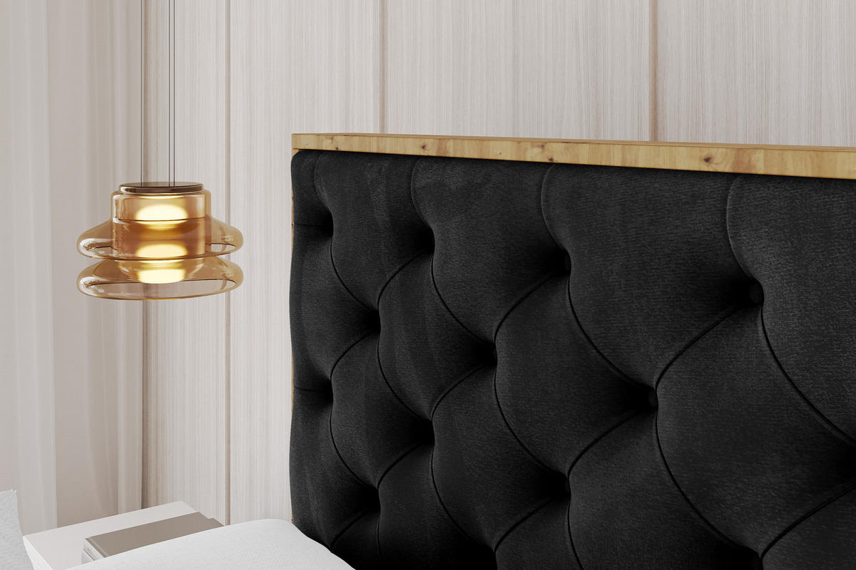 POLSTERBETT mit Bettkasten, Fußteil und Lattenrost, Boxbett ohne Matratze - ENZO3-Z 120x200 Schwarz - Schwarz, Holzwerkstoff/Textil (120/200cm) - ALTDECOR