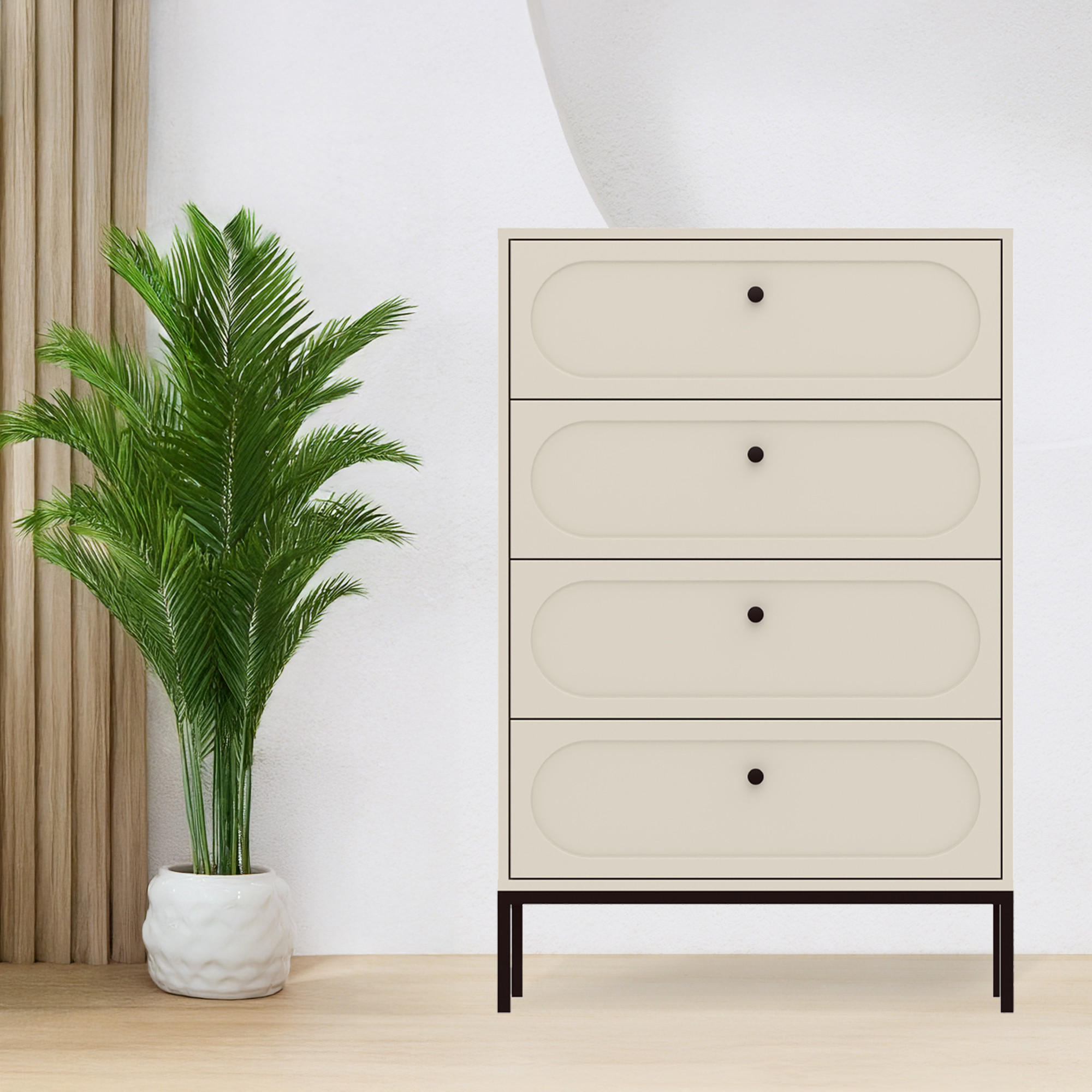 KOMMODE TILA, Cremefarbig - Creme, Holzwerkstoff (75.9/115.5/40cm) - KONSIMO®